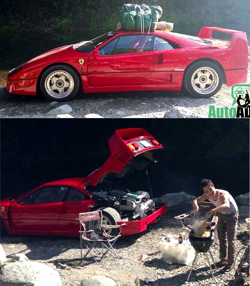 Här är Lambon med släp och brädor på taket