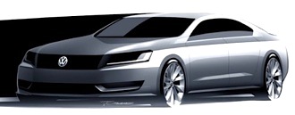 VW-skiss på kommande sedanmodell för USA