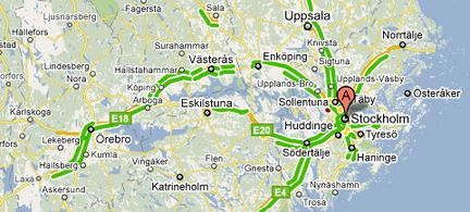 Google Maps visar trafikinformation