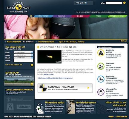 Euro NCAP - hemsidan nu på svenska
