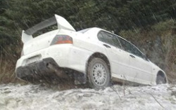 Snö ställde till "reken" i Rally Wales GB.