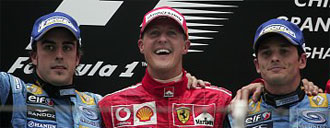 Schumi vinner på torr bana