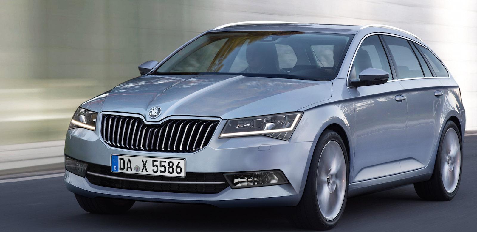 Kombimodellen blir förstås storsäljaren här i Sverige, och med en lägre prislapp kan Skoda Superb förmodligen sno en del tjänstebilister från koncernsyskonet Volkswagen Passat. Premiär blir under våren 2015. Illustration: Schulte Design
