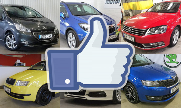 En grupp bilar med Facebook-logotypen (AI text)