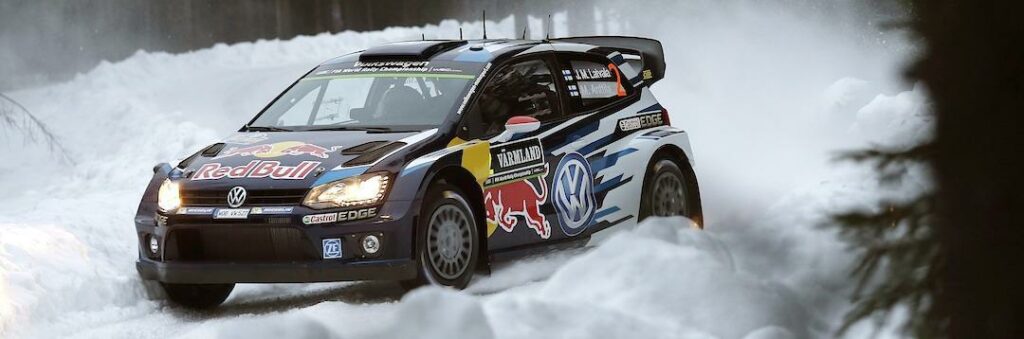 Jari-Matti Latvala, Volkswagen Polo, ligger tvåa i Svenska Rallyt efter teamkollegan Sebastien Ogier. Foto: McKlein/LAT