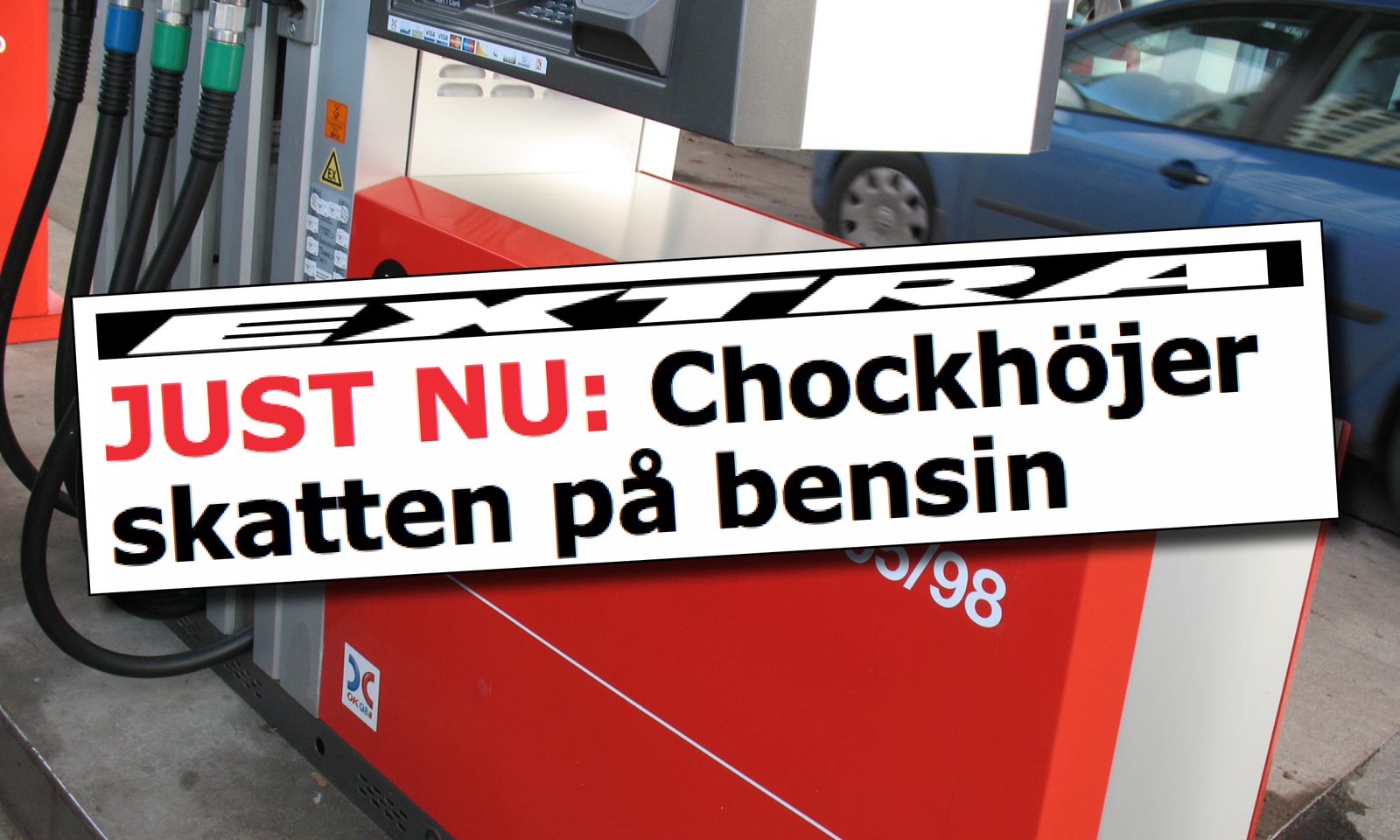 En bil är parkerad vid en bensinstation. (AI text)