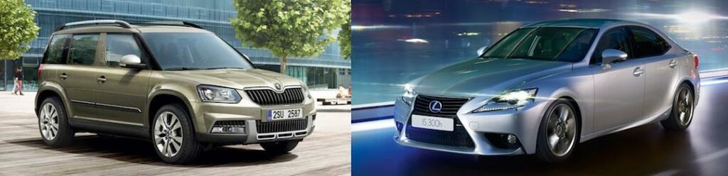 Skoda Yeti eller Lexus IS? Enligt de brittiska läsarna är det en hårfin skillnad mellan de två bilarna. Väldigt bra, båda två!
