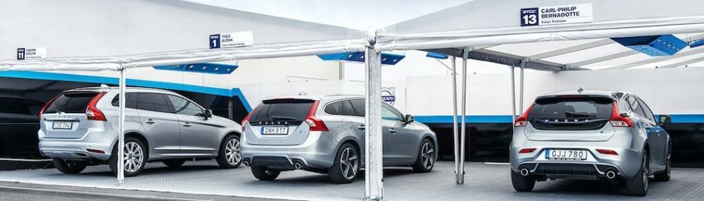 Tjänstebilsparkeringen hos motorsportföretaget Polestar rymmer en del namnkunniga personer. Alla kör Volvo, som av en händelse...