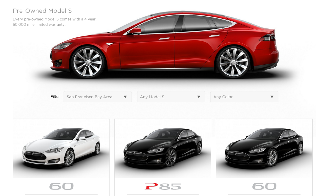 Tesla Model S-Design på hemsida (AI text)