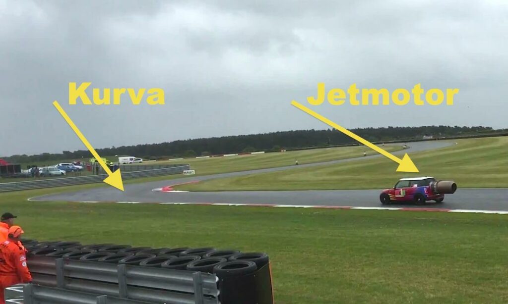 En racebil kör på en bana. (AI text)