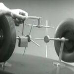 En man monterar en hjul på en bil. (AI text)