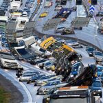 En trafikstockning på en motorväg (AI text)