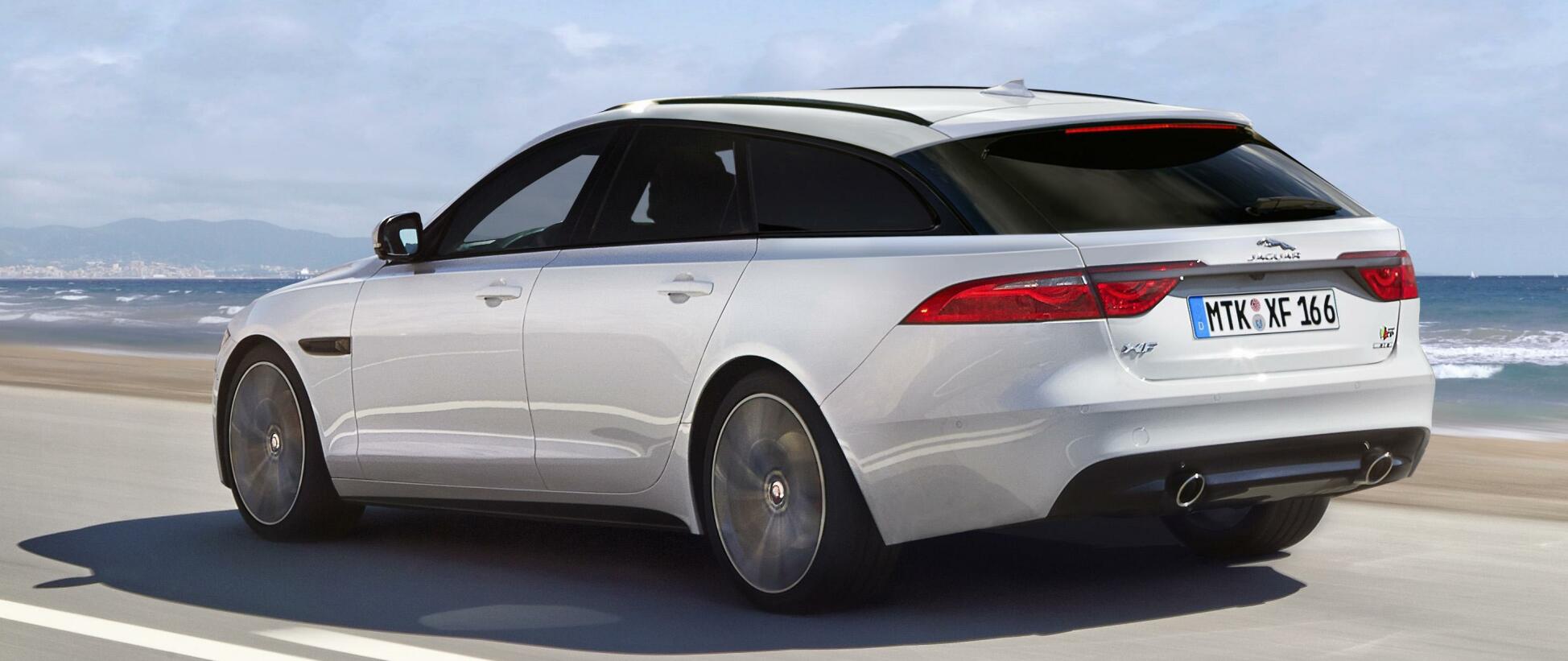 Med läcker design och fokus på låg vikt ska Jaguar XF Sportbrake locka köpare som annars funderar på en BMW 5-serie Touring. Så här skulle den kunna se ut. Illustration: Automedia