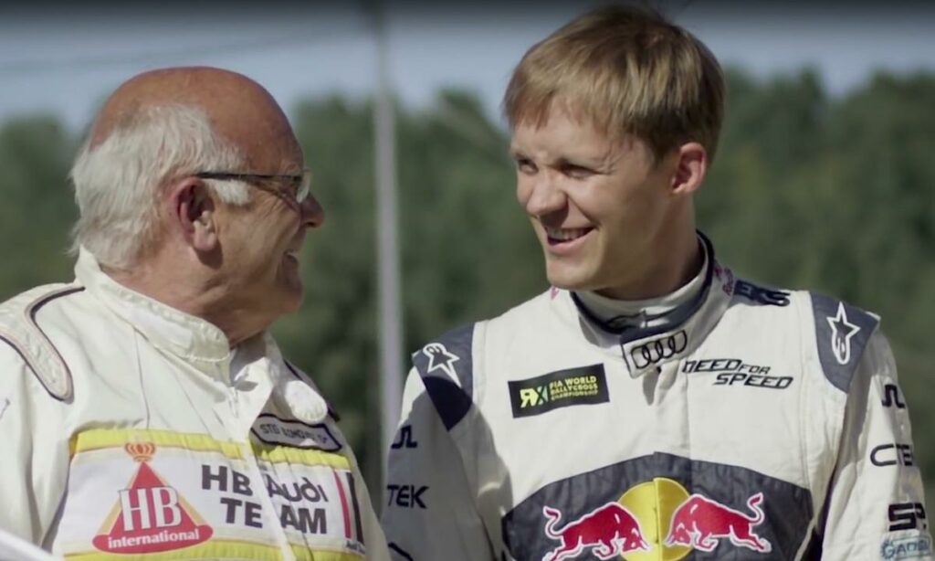 En man och en kvinna i Red Bull-raceutrustning (AI text)