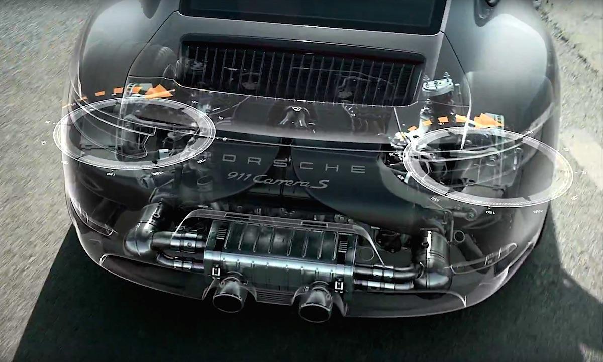 En Porsche 911 GTS RS kör längs vägen. (AI text)