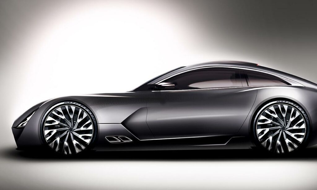 En konceptbil i en mörk rum. (AI text)