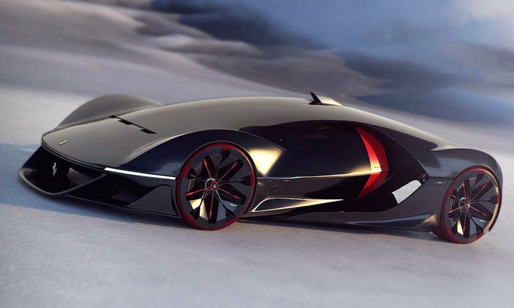 En framtida bil i snön (AI text)