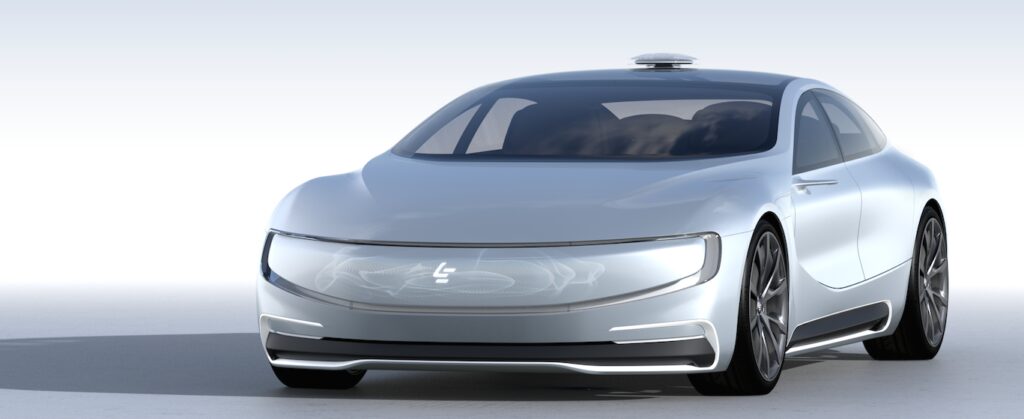 En framtida bil med futuristisk design (AI text)