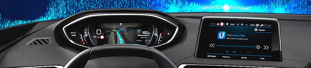 Allt samlat upptill, ovanför ratten, skärmar istället för instrument. Något som passar dig?