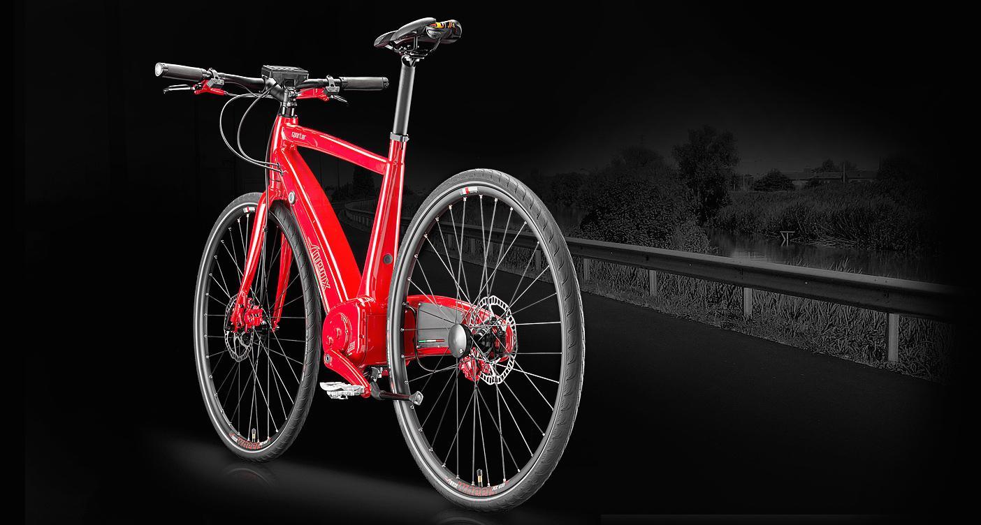 En röd cykel på en mörk bakgrund. (AI text)