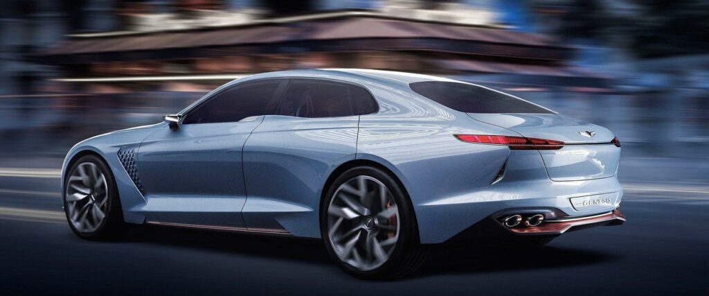 Genesis konceptbil med hybriddrift är ett stort steg framåt designmässigt jämfört med de konservativa lyxmodellerna som lanserats hittills. Kanske kommer den nya elbilen se ut ungefär så här?