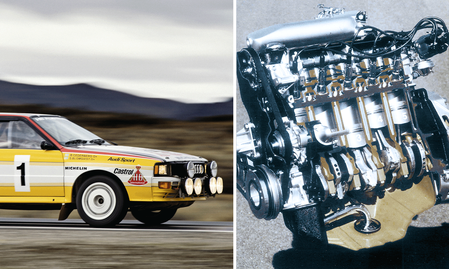 Bilar med gula och röda motorer. (AI text)