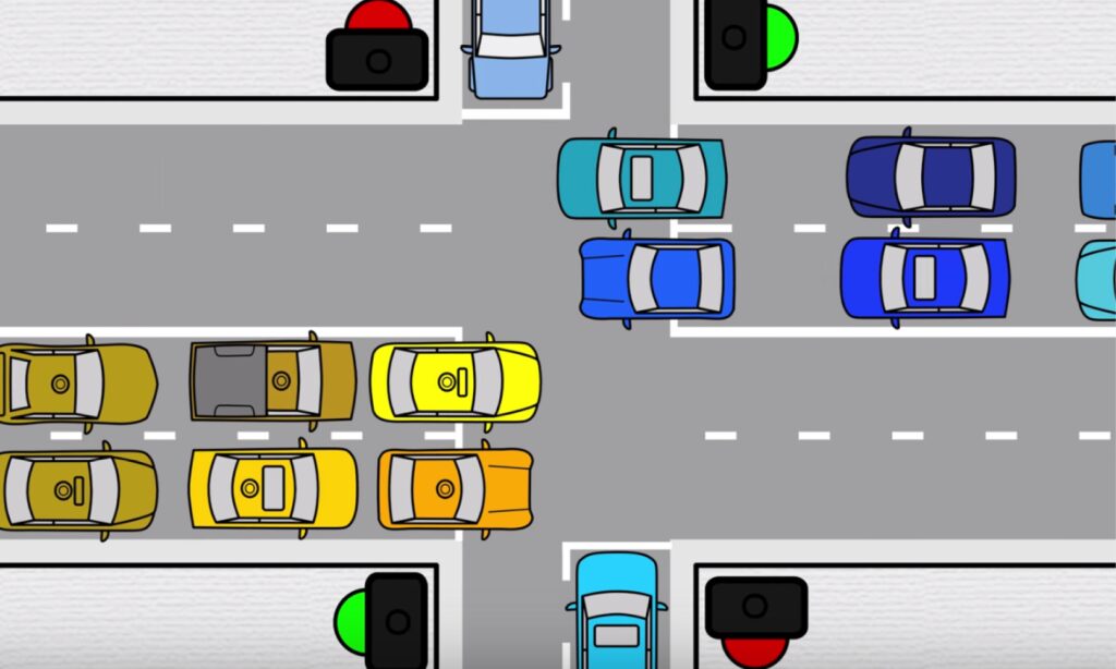 En bil står parkerad i en parkeringsplats. (AI text)