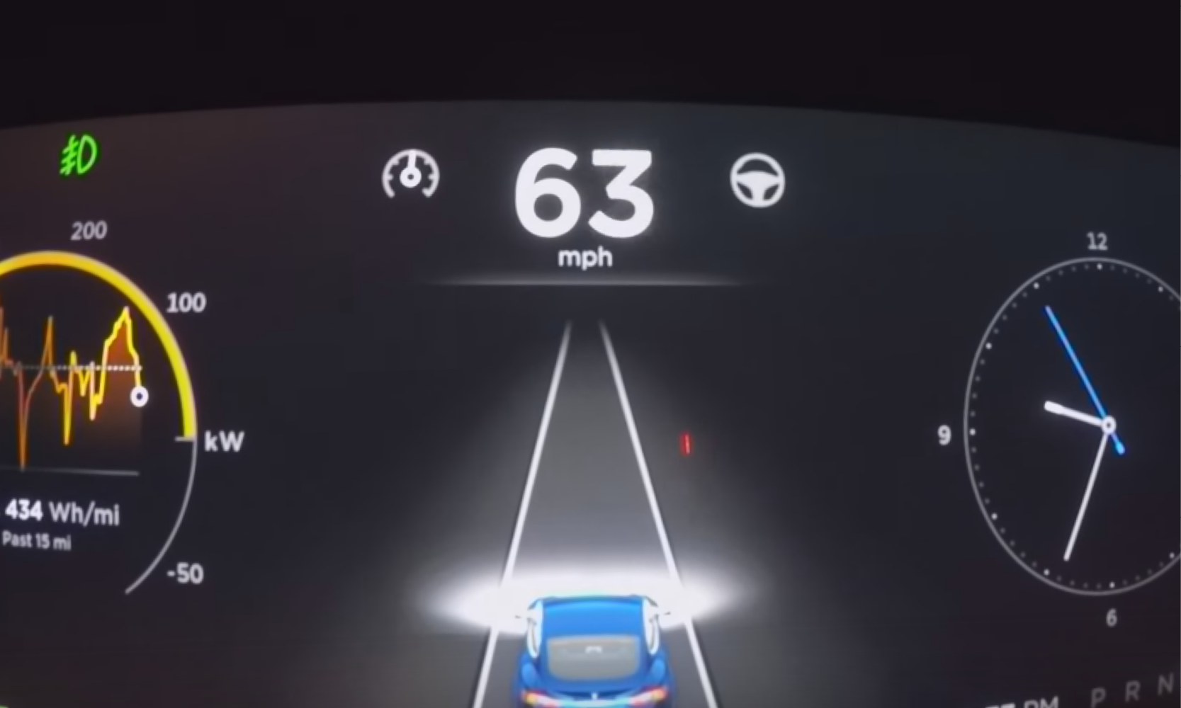 En bilinstrumentbräda med en klocka och en hastighetsmätare. (AI text)