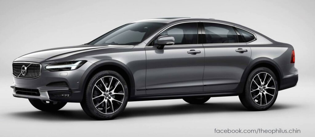 Volvo XC90 SUV visas mot en grå bakgrund. (AI text)