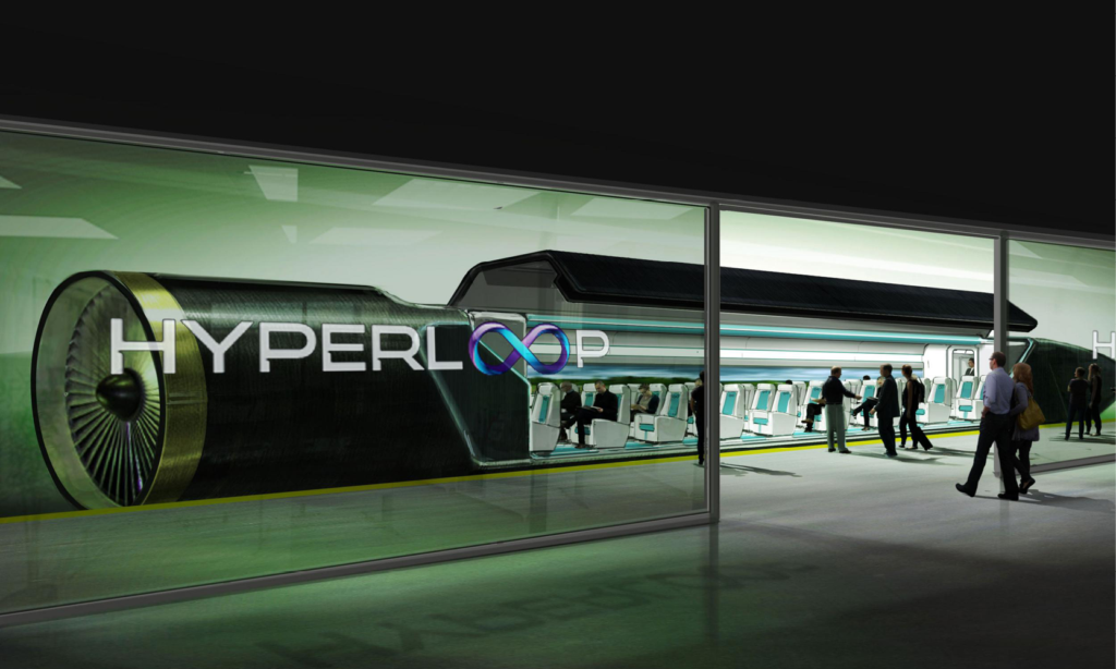 En futuristisk järnvägsstation med en futuristisk tågstation (AI text)