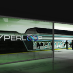 En futuristisk järnvägsstation med en futuristisk tågstation (AI text)