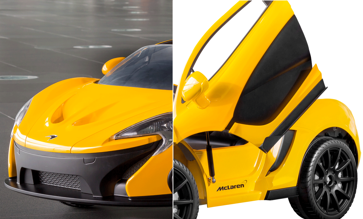 En gul bil med svart dörr. (AI text)