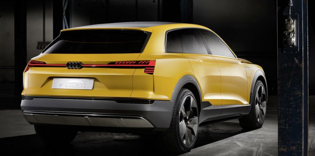Konceptbilen Audi H-tron från tidigare i år är vätgasdriven. Den har en smart funktion i form av en tillfällig "energiboost" från batteriet på drygt 140 hästkrafter. Som andra vätgasbilar går den snabbare att ladda än en elbil.