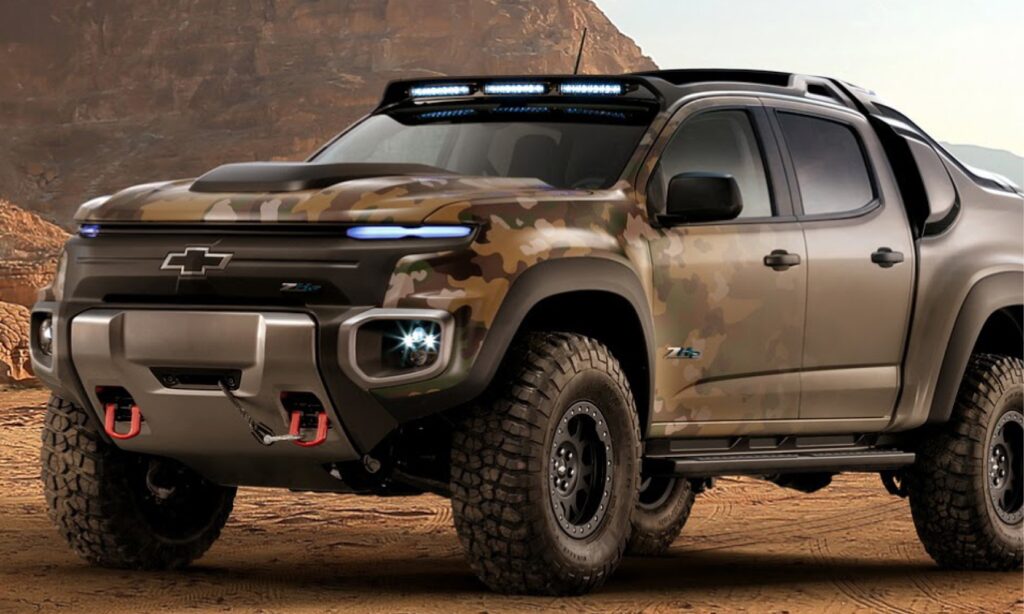 Chevrolet Colorado-pickup i öknen (AI text)