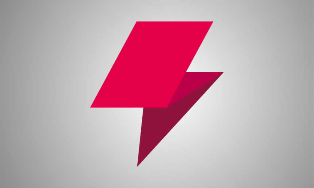 En röd blixten logotyp på en grå bakgrund (AI text)