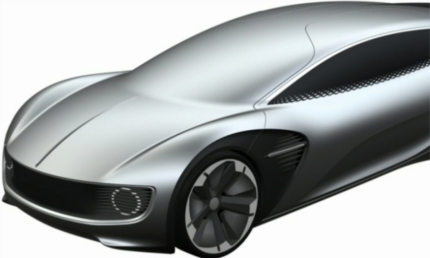 En framtida bil visas i bilden. (AI text)