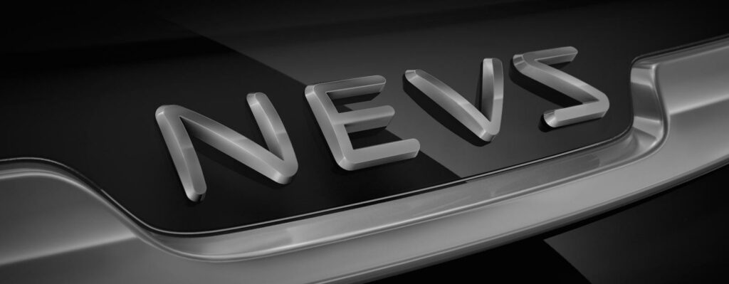 En bil med ordet "nyheter" på raten. (AI text)