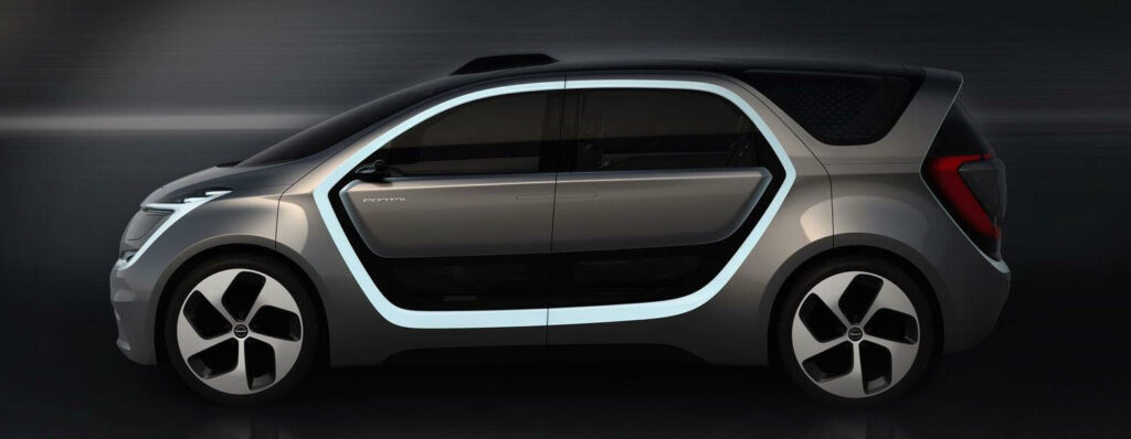 En framtida bil med futuristisk design (AI text)