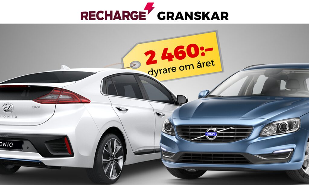 En bil med en skylt som säger 'ladda Granskär' (AI text)