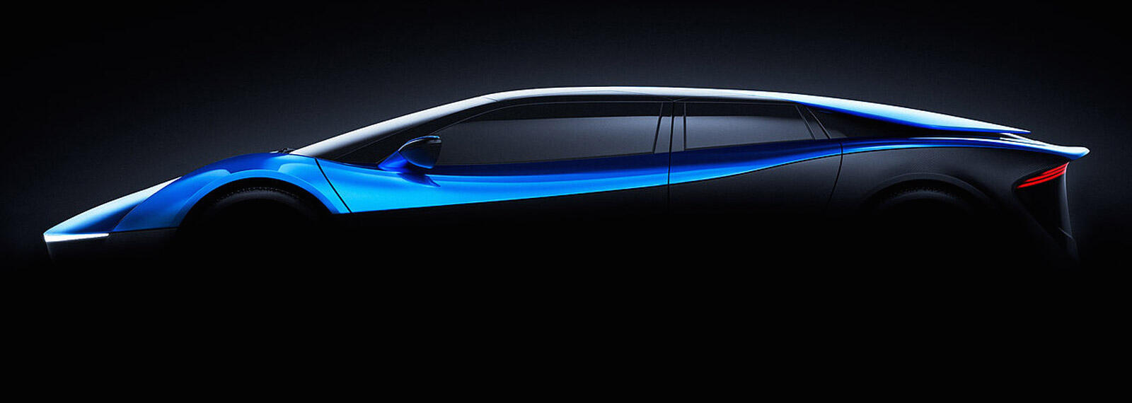 En futuristisk bil i en mörk rummiljö. (AI text)