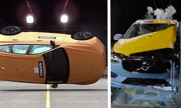 En bil testas i en krock. (AI text)