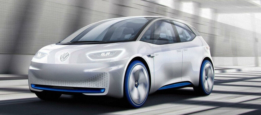 Volkswagen ID:an kör nerför gatan. (AI text)