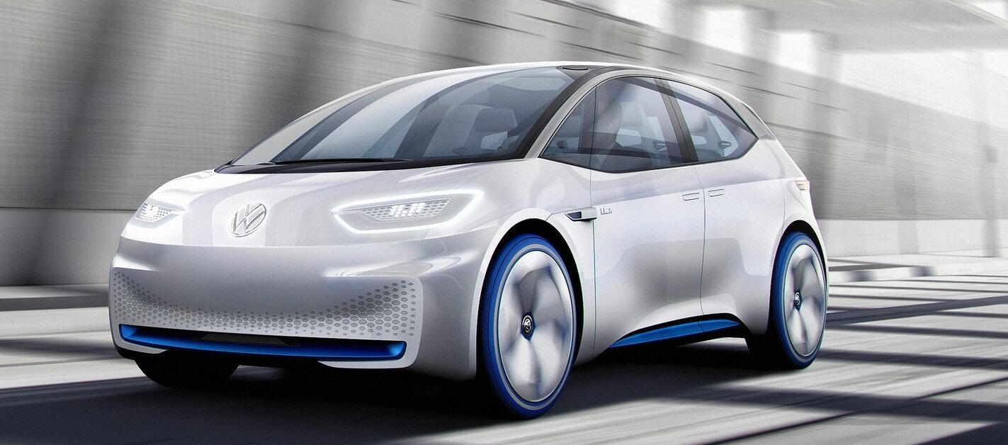 Volkswagen ID:an kör nerför gatan. (AI text)