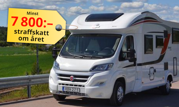 En husvagn med ett skylt på den (AI text)