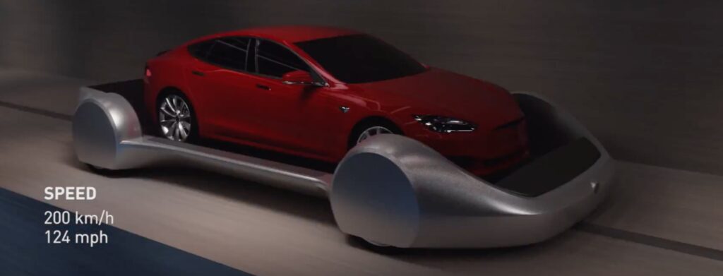 Tesla Model S-electriska bilen i rörelse (AI text)