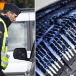 En polisinspektör undersöker en biljusstycke. (AI text)