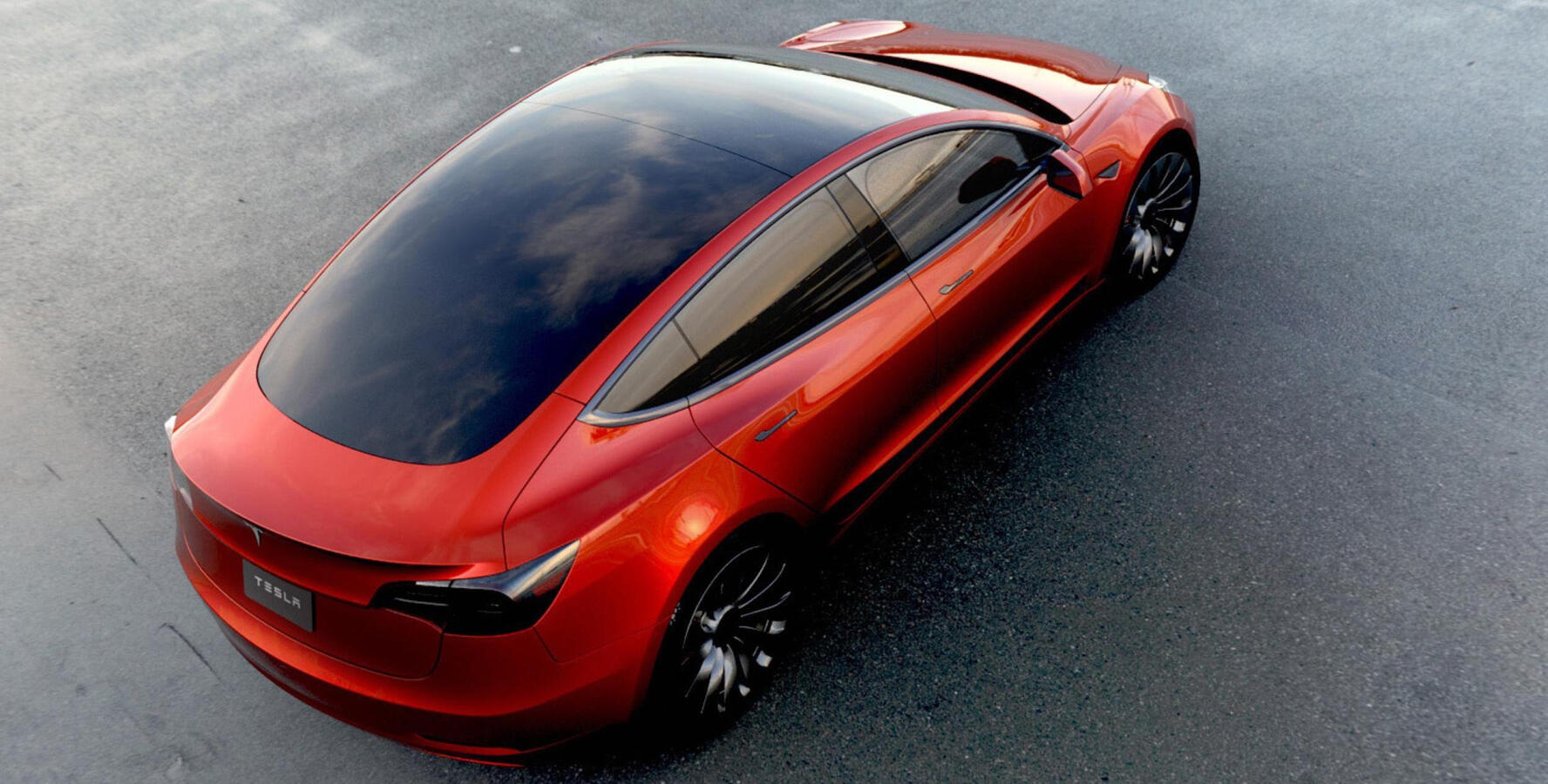 Tesla Model 3-konceptbil i himlen (AI text)