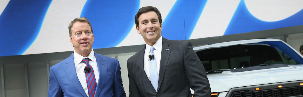 Bill Ford, till vänster, och styrelsen för Ford verkar ha bestämt sig – Mark Fields får gå. Foto: Bill Pugliano/Getty Images.