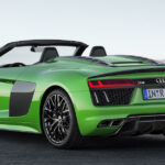 Audi R8 Spyder är en grön sportbil. (AI text)