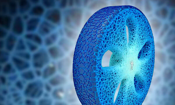 En blå hjul med en blå bakgrund (AI text)